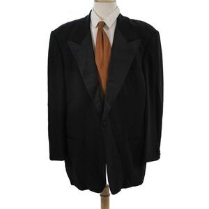 Giorgio Armani Mens Tuxedo Blazer Black Wool Button Collared Long Sleeve Size 44